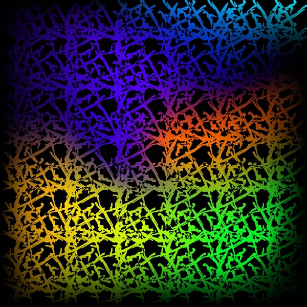 Fluttering pattern of neon squiggles and blue corpes on a black b — Image vectorielle