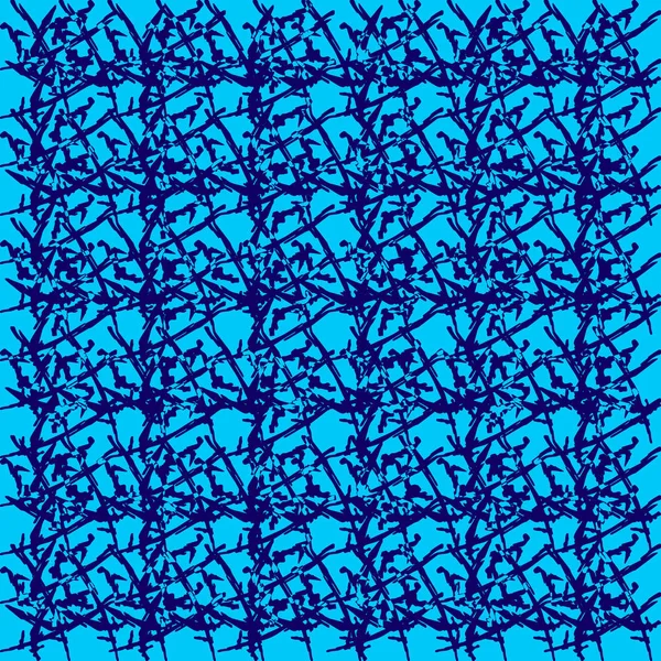 Padrão real de squiggles azuis e cordas azuis claras em um monoch —  Vetores de Stock