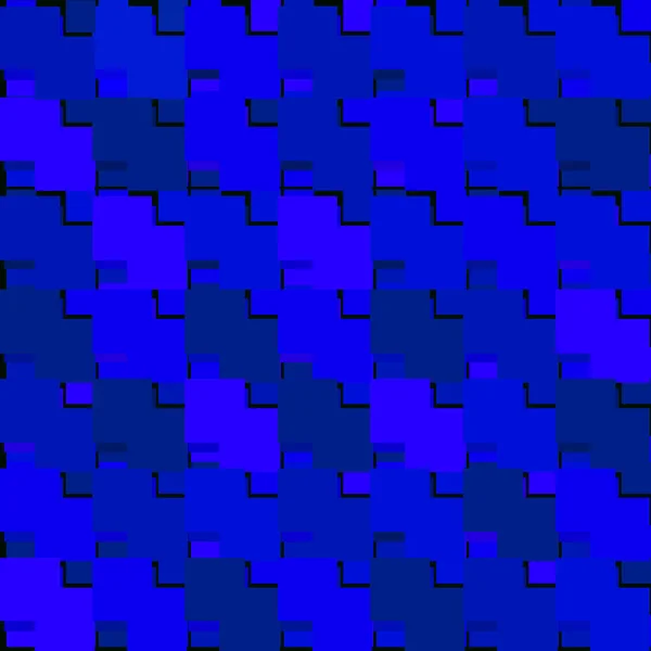 Mavi kesişen kareler ve karanlık blokların çırpınan mozaiği. — Stok Vektör
