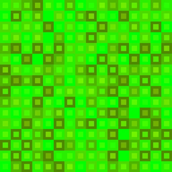 Mosaico caótico de cuadrados verdes que se cruzan y bloques oscuros . — Vector de stock