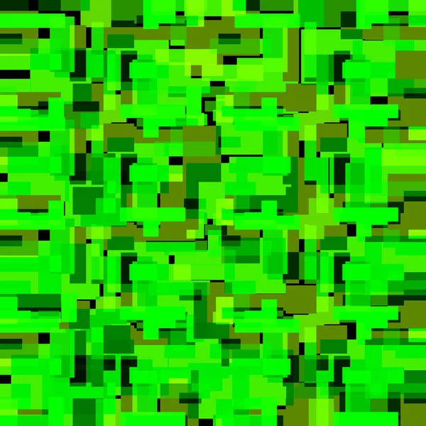 Bright tile of green intersecting rectangles and luminous bricks — Stok Vektör