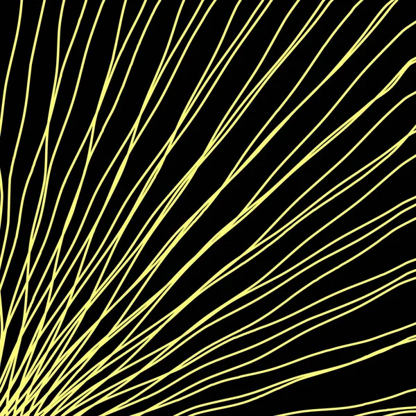 Промені Золотистого Світла Перехресними Хвилями Чорному Абстракція Тему Рядків — стоковий вектор