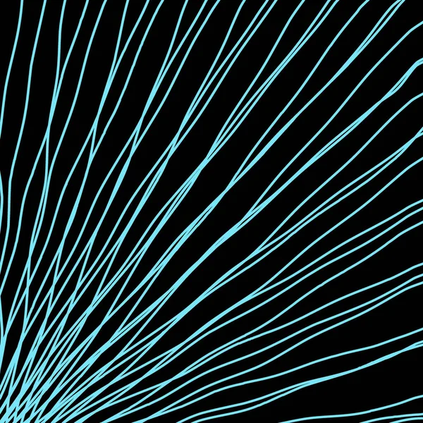 Rayos Luz Azul Claro Con Ondas Que Cruzan Negro Abstracción — Vector de stock