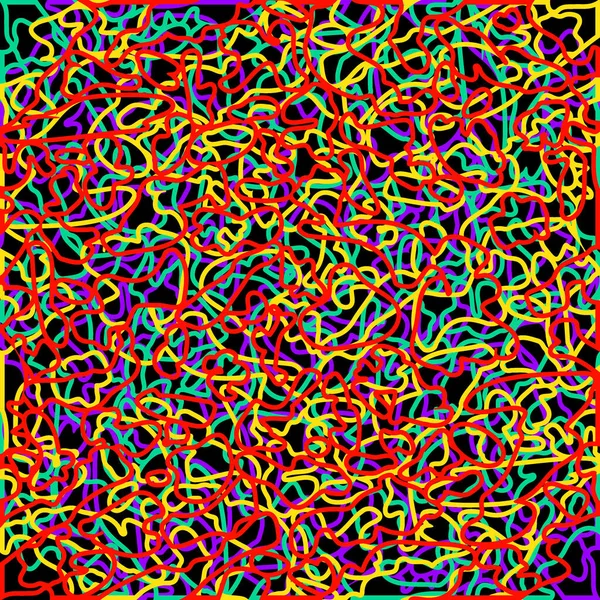 Случайные Цветные Запутанные Веревки Красные Линии Абстракция Тему Хаоса Винтажа — стоковый вектор