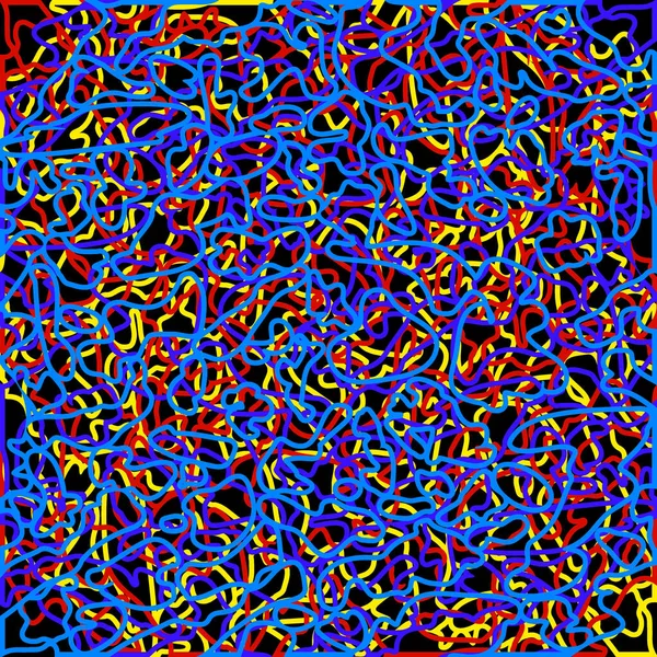 Случайные Цветные Запутанные Веревки Синие Линии Абстракция Тему Хаоса Винтажа — стоковый вектор