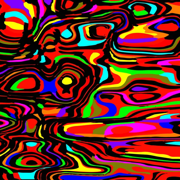 Saftig Fließende Flecken Neonfarben Mit Rot Ethnische Muster Glatter Linien — Stockvektor