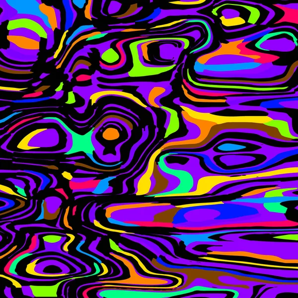 Taches Fluides Juteuses Couleurs Fluo Avec Violet Modèle Ethnique Lignes — Image vectorielle