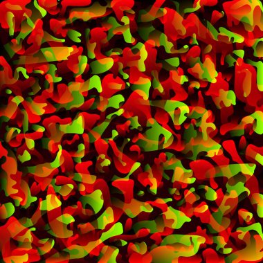 Renkli noktalarda duman ve kırmızı renkler. Parlak soyut arkaplan gizleme eğlencesi