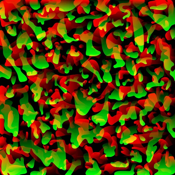 从红色油漆的斑斑和飞溅的水花中流淌在绿色上 明亮的抽象背景掩盖了乐趣 — 图库矢量图片