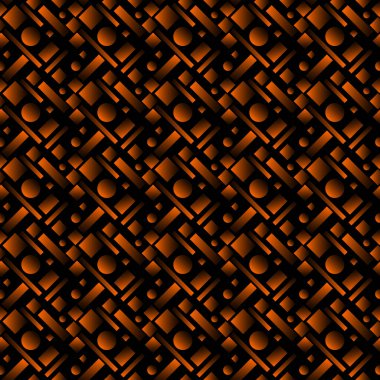 Çemberleri ve çizgilerden bronz dikdörtgenleri olan geometrik hacim tasarımı. Pankart tasarımı, sunum, ambalaj, kumaş ve yazdırma için uygundur