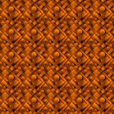 Birbirine karışmış daireleri ve bronz çizgili dikdörtgenleri olan ses ölçüsü tasarımı. Pankart tasarımı, sunum, ambalaj, kumaş ve yazdırma için uygundur