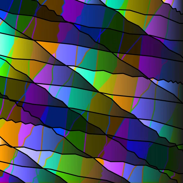 Frammenti Colorati Specchiati Viola Curvato Incrociando Nastri Linee Scure Texture — Vettoriale Stock