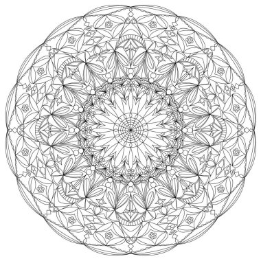 Siyah ve beyaz soyut dairesel desen mandala.