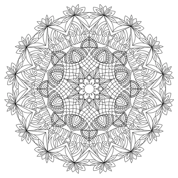 Schwarz-weißes Mandala mit abstrakten kreisförmigen Mustern. — Stockvektor