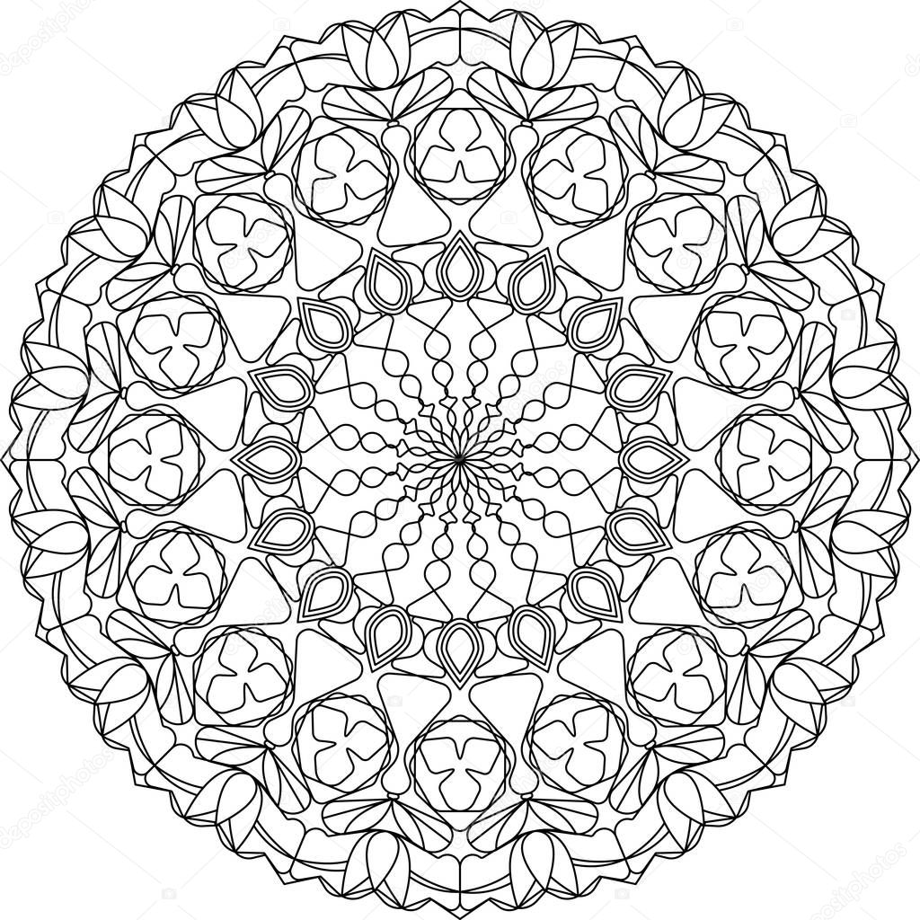 Mandala adult coloring page.