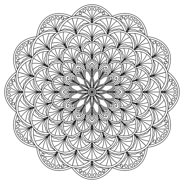 Download Circle mandala adult coloring page, with palm tree — Stock ...
