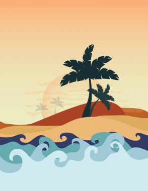 Deniz kenarında gün batımı.