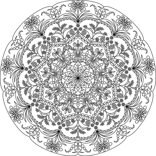 Magyar motívumok mandala. Felnőtt színező oldal. — Stock Vector