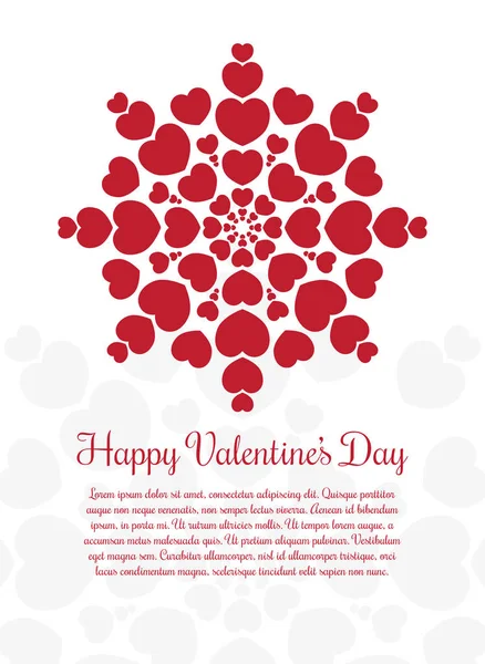 Kalp Mandala Kartı Sevgililer Günü Kartı Dekoratif Şık Beyaz Kırmızı — Stok Vektör