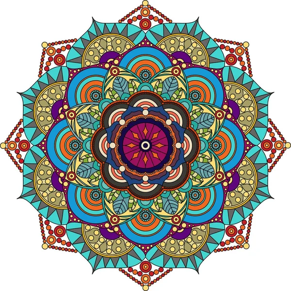 Renkli mandala, mor, yeşil, gri, altın renkleri