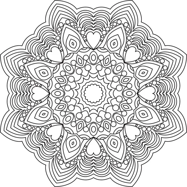 Outline Mandala Adult Coloring Book Mandala Coloring Page Decorative Ornament — Stock Vector