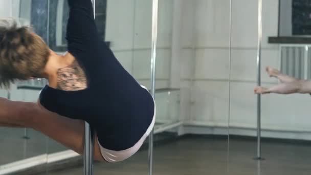Girl dancing on a pole, dancer, fitness and sport. Pole Dance — Stock Video