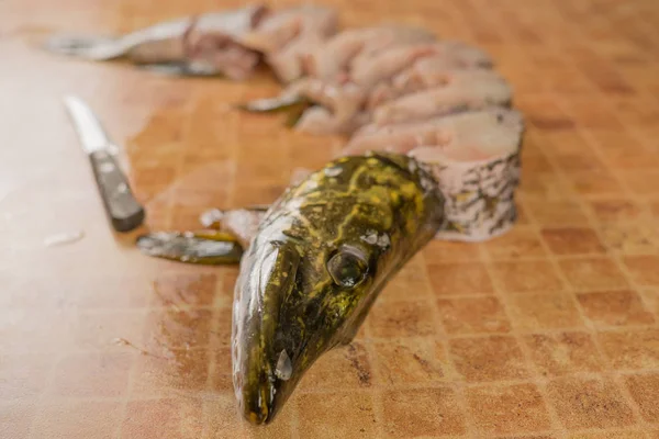 Fresh pieces of fish, pike. — Stock Photo, Image