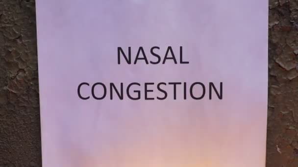 Flaming word nasal congestion — Stock Video