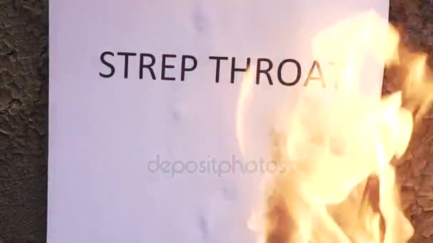 Flammendes Wort strep throat — Stockvideo