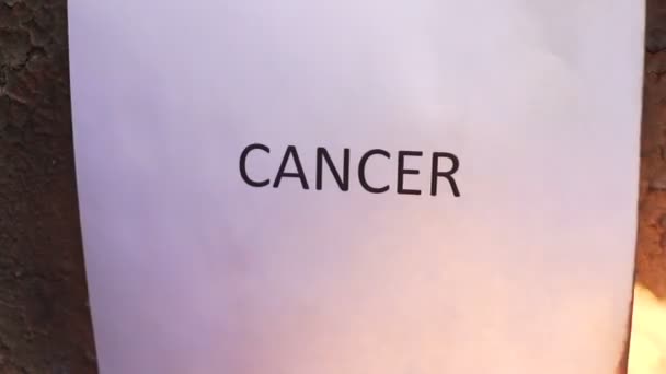 Flaming word cancer — Stock Video
