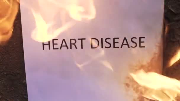 Flaming word heart disease — Stock Video