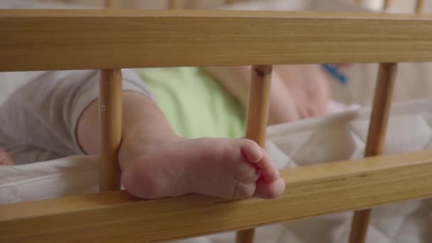 Baby som sover i cribs: söta nyfödda sover tyst — Stockvideo