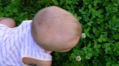 yıl yaşlı çocuk otların arasında gezinme