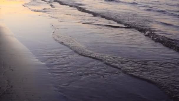 Sea waves at the beach in the evening — Stock Video