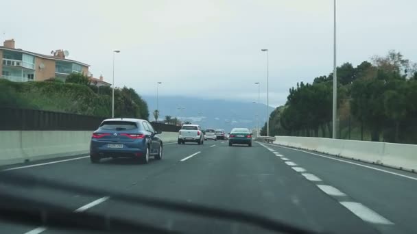 Miami Beach Driver synvinkel körning på Macarthur Causeway från Miami till Miami Beach — Stockvideo