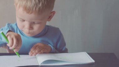 iki yaşındaki çocuk albümde marker ile çizim