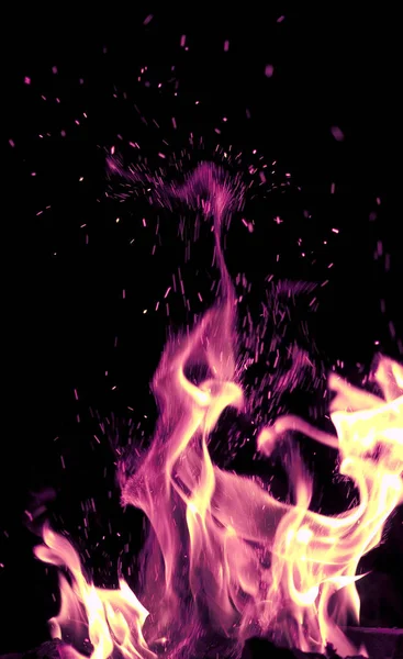 Flamma på svart. — Stockfoto