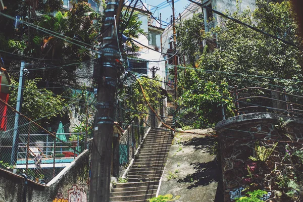 Stairs up and pole wires in Rio de Janeiro