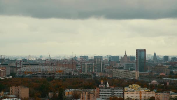 Time lapse view of huge stadium under construction — Stock Video