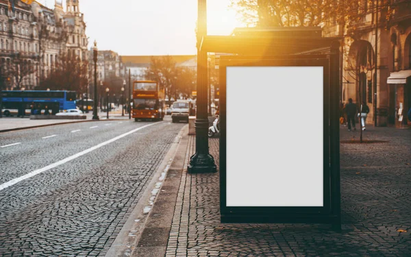 Blank billboard mock-up on bus station