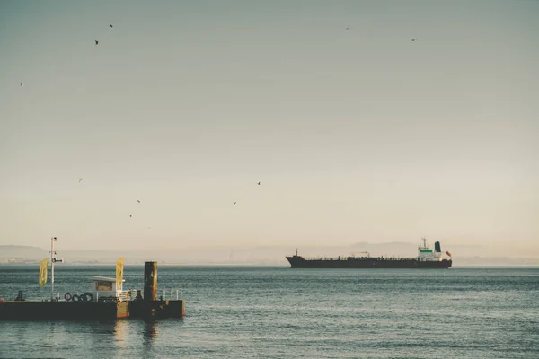 View of big cargo ship or barge — Stock Photo, Image