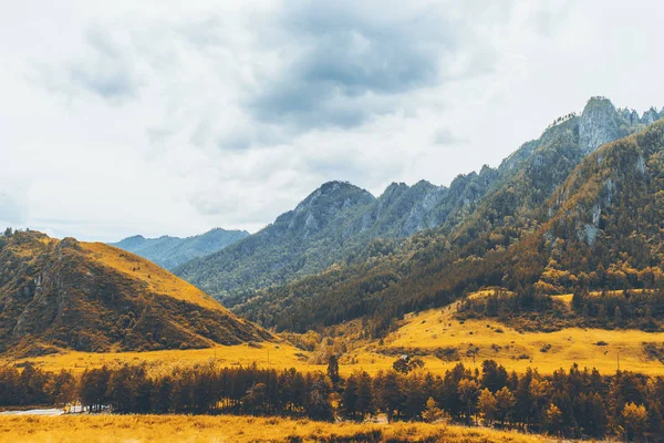 Scenery of Altai mountains with meadows during autumn — Stock Photo, Image