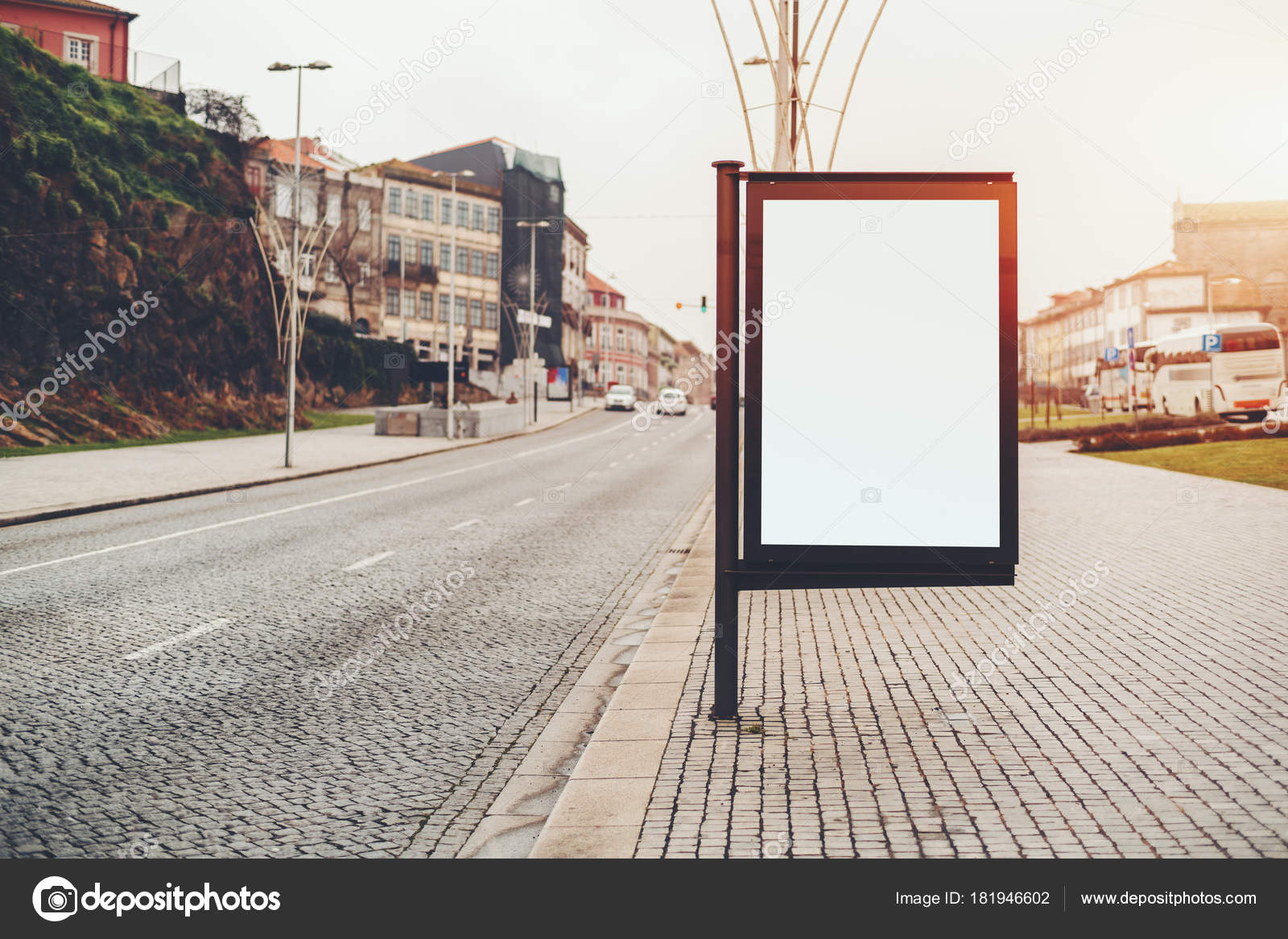 Download Stage Banner Mockup City Information Banner Mockup On Pavement Street Stock Photo C Skynextphoto 181946602 PSD Mockup Templates