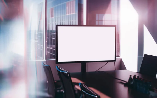 Mockup TV ekran eğer oda ofis, tiltshift görünümü