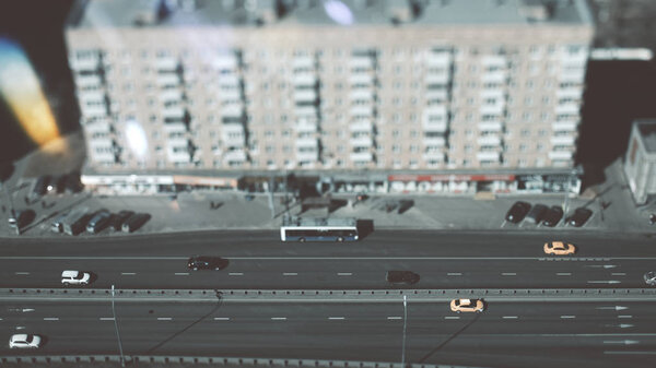 Tiltshift shooting of city highway — Stock Photo, Image