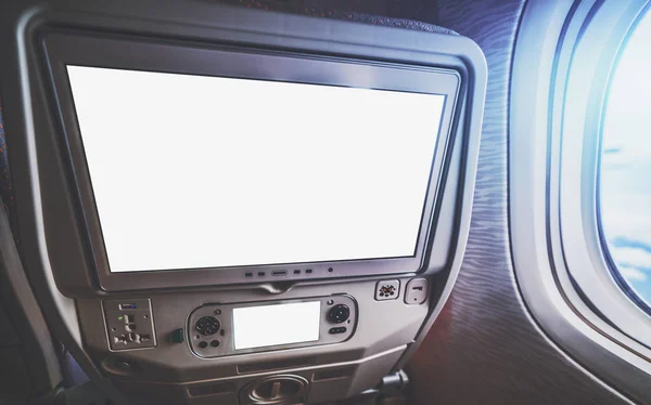 Mockup of in-seat multimedia of modern aircraft — Stock Photo, Image