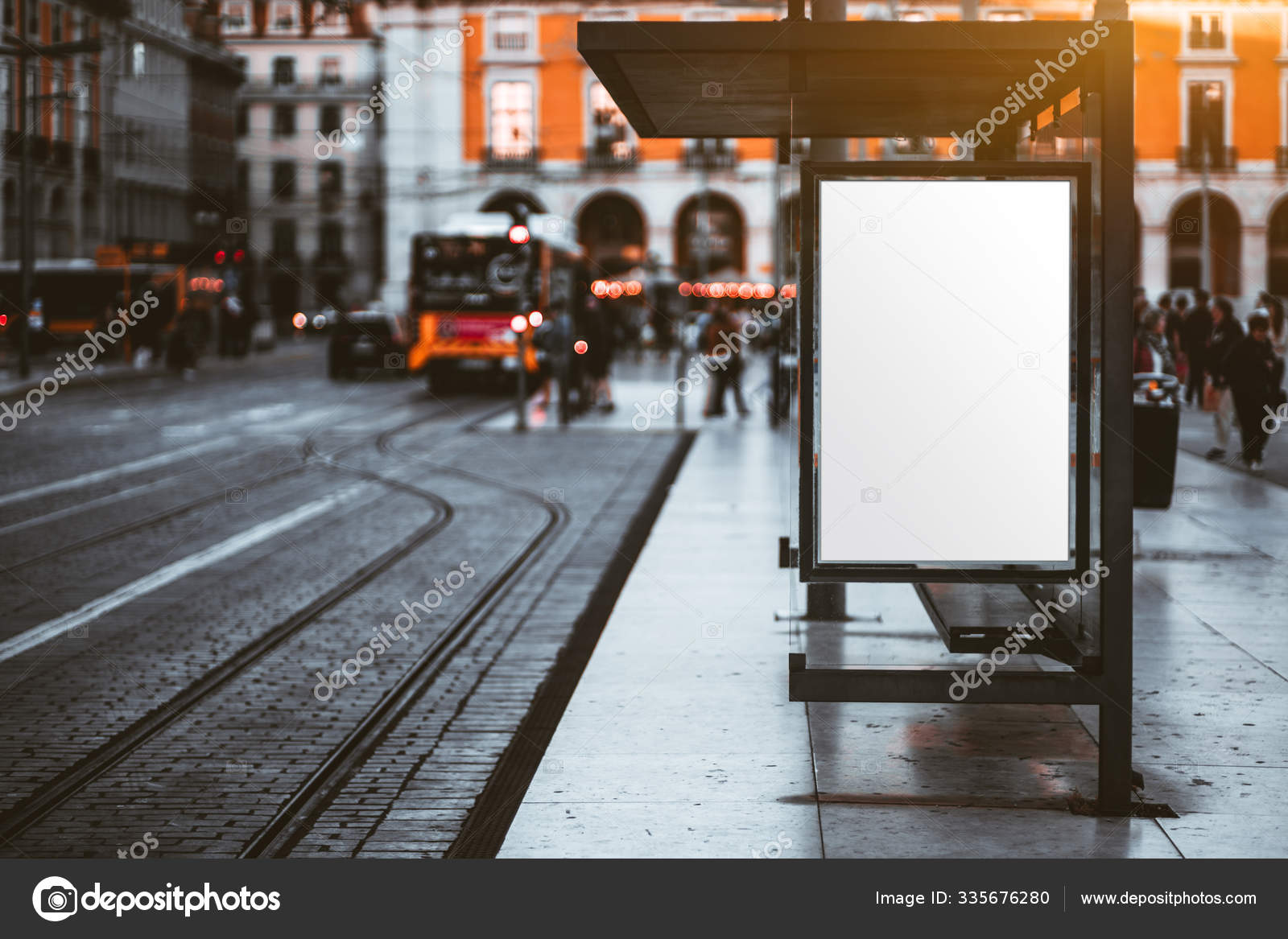 Download A Tram Stop With A Billboard Mock Up Stock Photo Image By C Skynextphoto 335676280