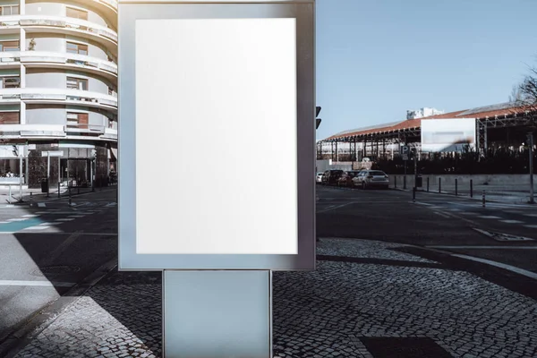 Mockup Painel Publicitário Vazio Ambientes Urbanos Perto Uma Junção Rodoviária — Fotografia de Stock