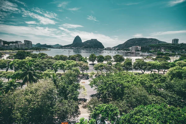 Foto Aérea Gran Angular Distrito Botafogo Río Janeiro Brasil Con —  Fotos de Stock