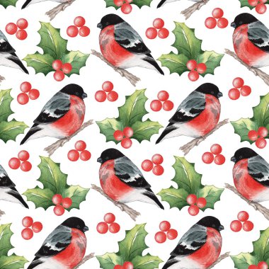 Noel snegirek ile seamless modeli.